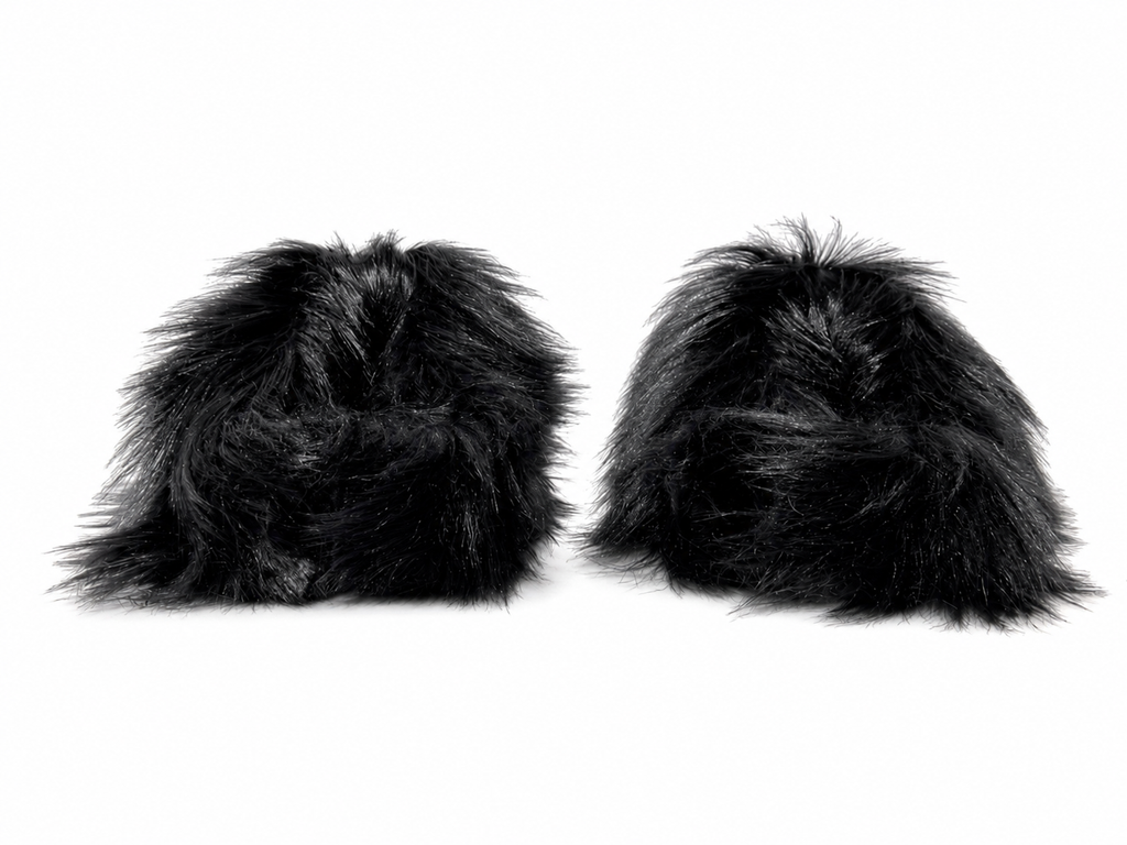 Faux Fur Black Mules