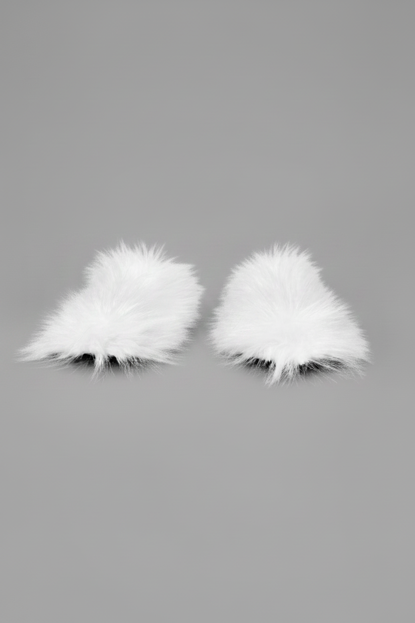 Faux Fur White Mules