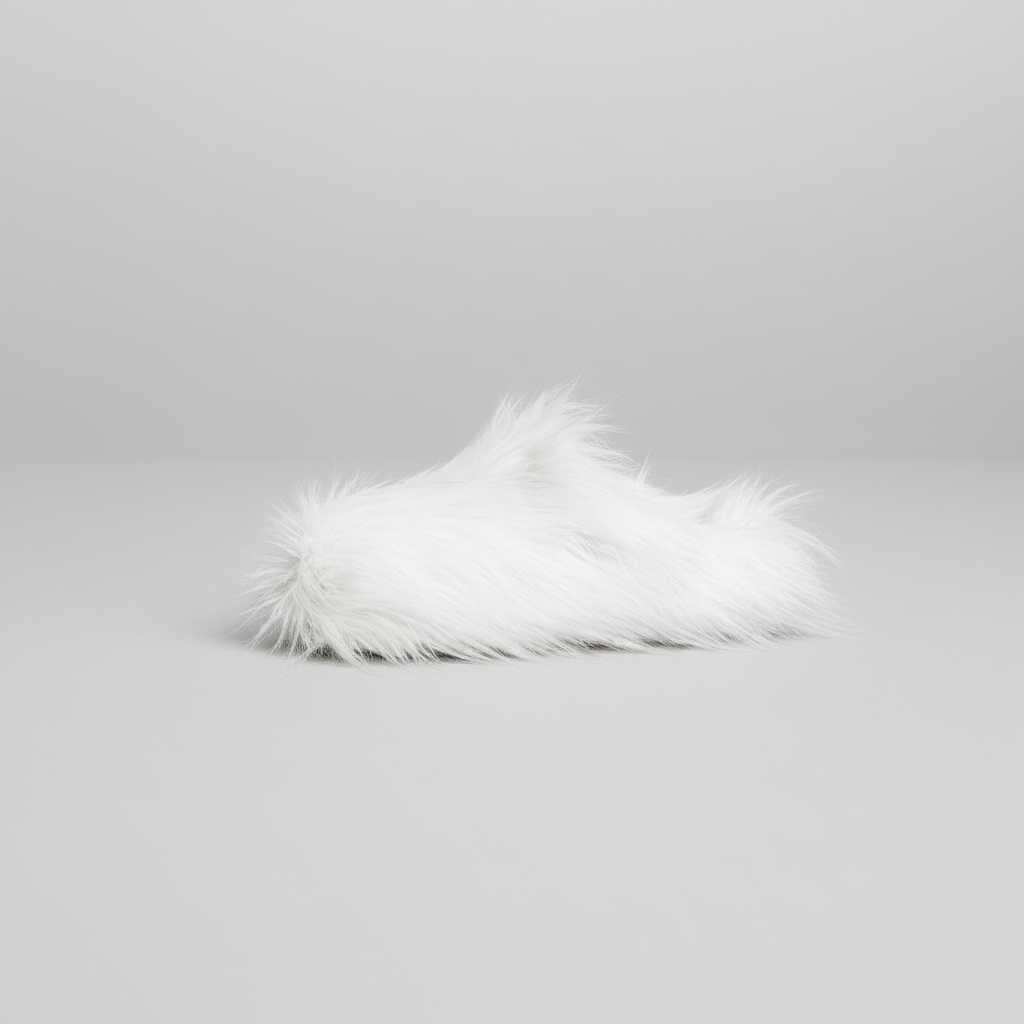 Faux Fur White Mules
