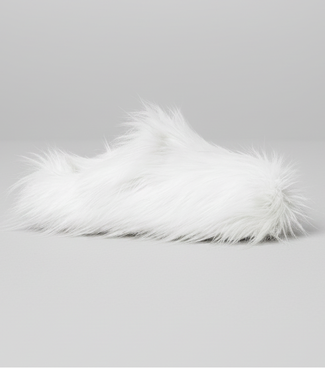 Faux Fur White Mules